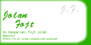 jolan fojt business card